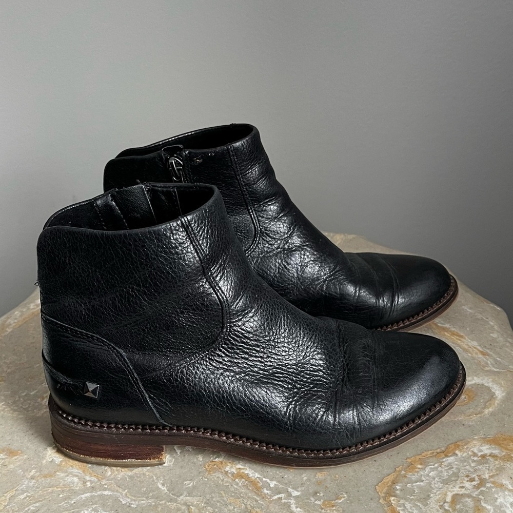 Franco Sarto Women’s 8 Haline Black Leather Bootie Ankle Boots